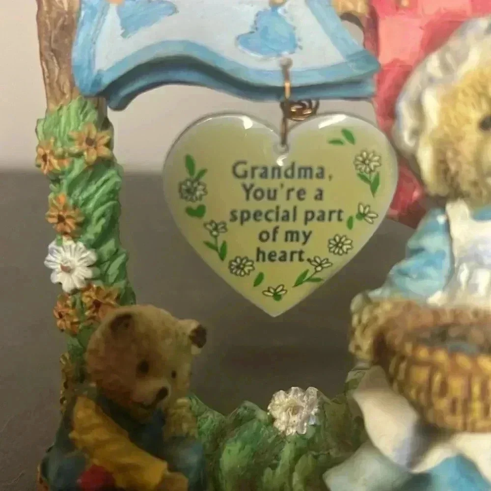 🌼❤🌼 Grandma! Paula's Cherished Treasures Teddy Bears Heart & Flowers Figurine